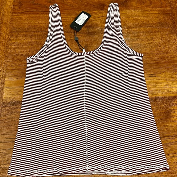 Rag & Bone Michal Crop Scoop Neck Tank, Burgundy Stripe, Small - Picture 4 of 7